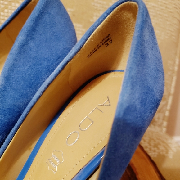 ALDO | 80's PEEP TOE SUEDE HEELED PUMPS BLUE, 7 - Picture 7 of 8
